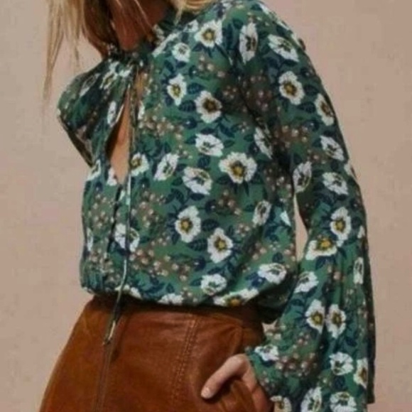 Free People Magic Mystery Tunic Dress Floral Bell Sleeve Boho Peasant sz S - Picture 3 of 16